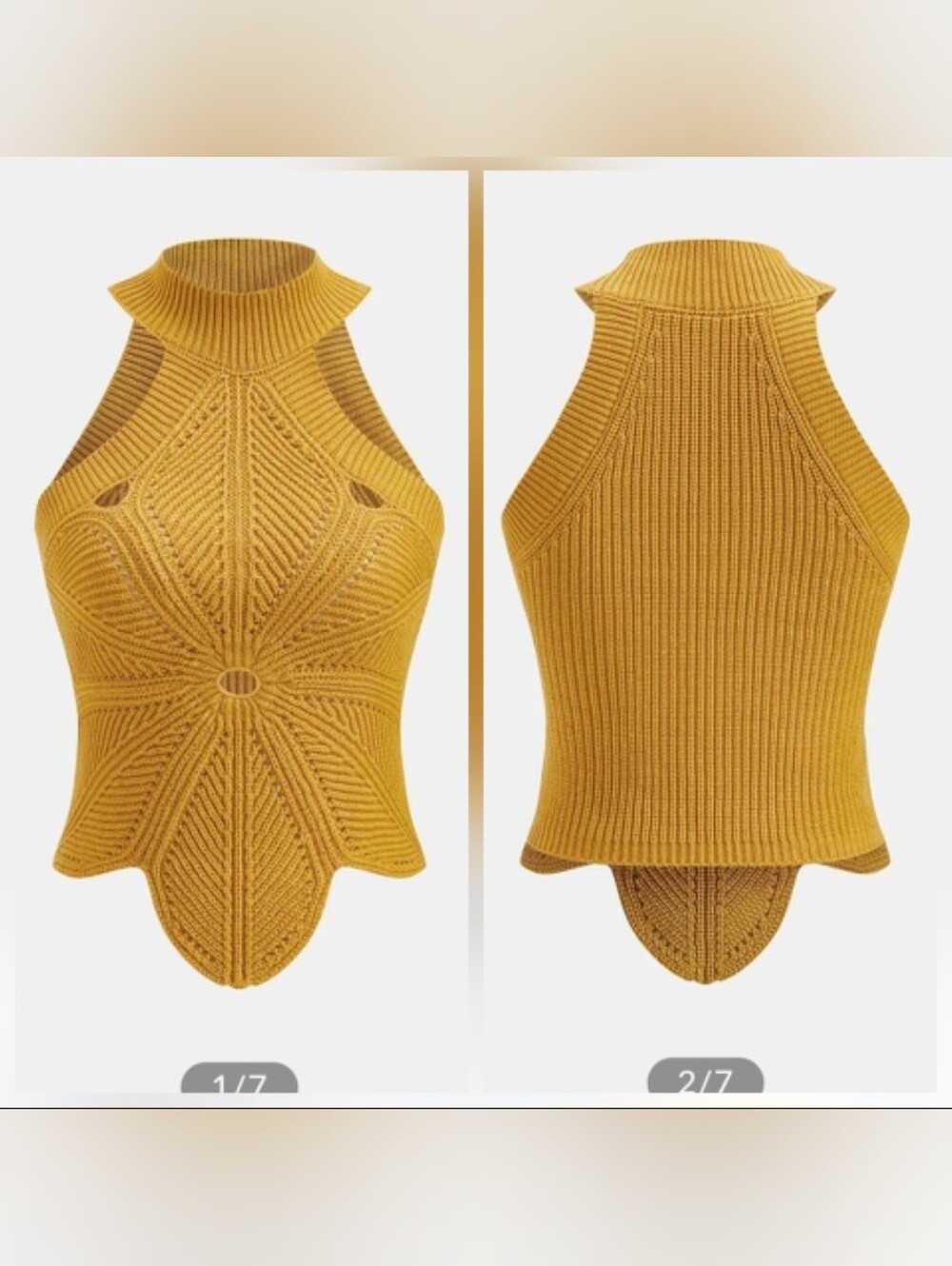 NWT Commense Sleeveless Hollow Out Knit Halter Top, Large